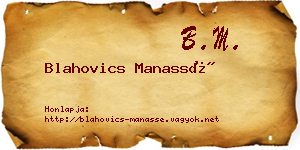 Blahovics Manassé névjegykártya